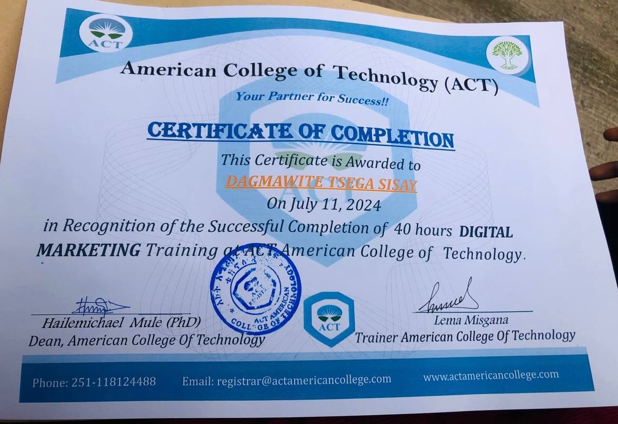 Digital Marketing certificate
