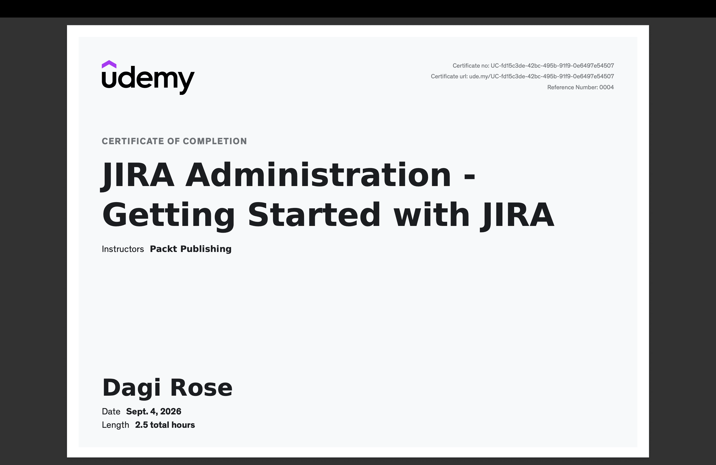 Jira Administration certificate
